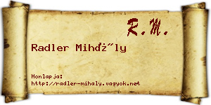 Radler Mihály névjegykártya